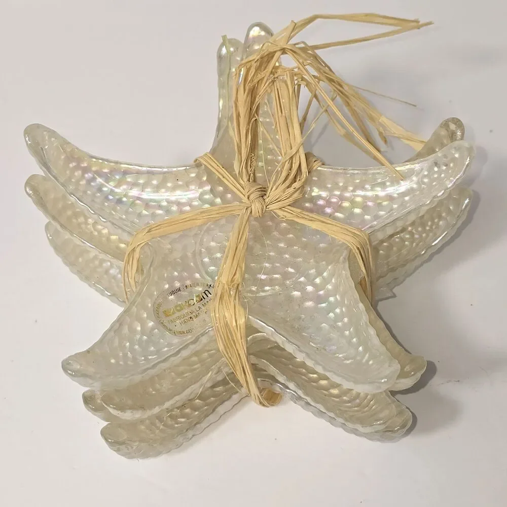 Akcam Turkish Glass Starfish Trinket Dish Small Plates Set of 4